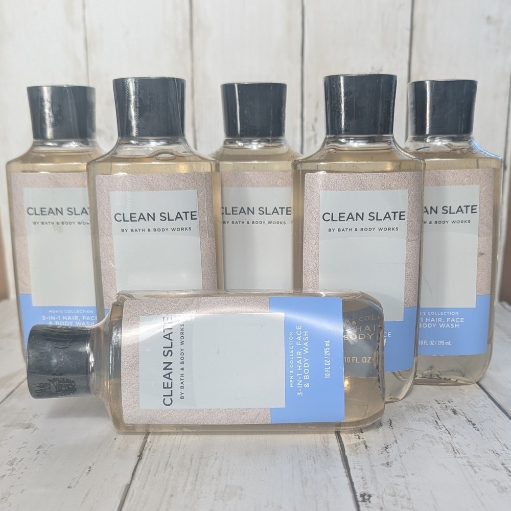 Bath & Body Works Clean Slate Mens 3-in-1 Hair Face Body Wash‎ Marine Citrus 6x